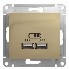 SE Glossa Титан Розетка USB 5В/2,1А, 2х5В/1,05А GSL000433