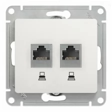 Schneider Electric Механизм розетки комп. 2-м Glossa RJ45+RJ45 кат.5е бел. Schneider Electric GSL000185KK